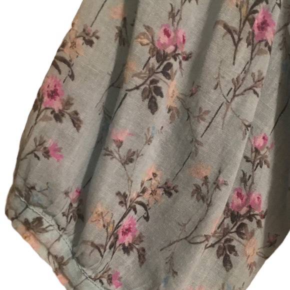 Denim & Supply RL Floral Print Ruffled Fringe edged Tie front blouse L - Picture 6 of 8